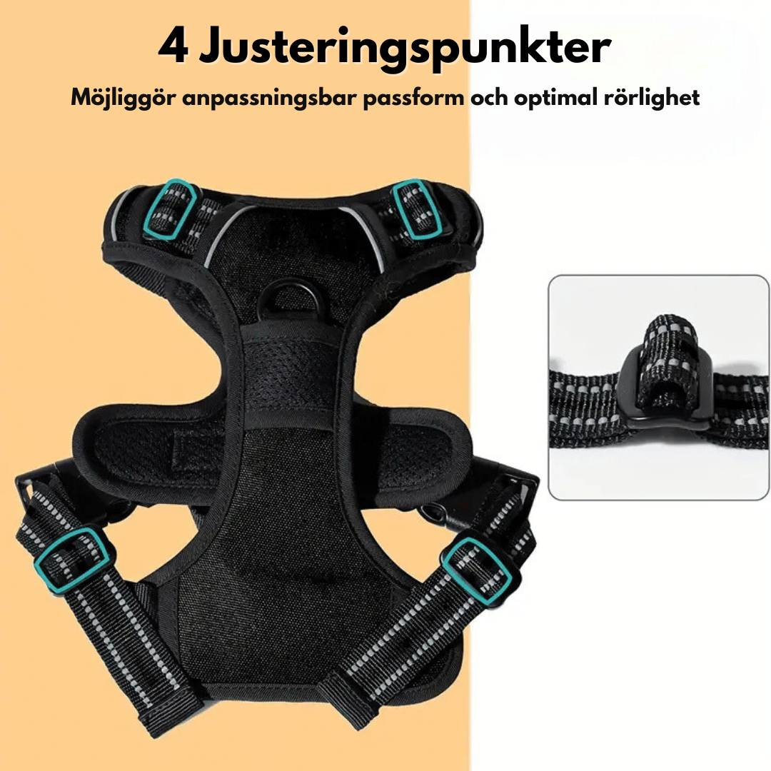 Justerbar Hundsele med Reflex, Anti-drag, Andas - Gul